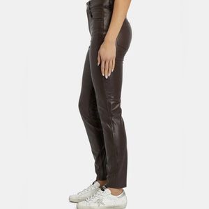 NWT Veronica Beard Debbie High rise Brown Vegan Faux Leather pants size 31 $278